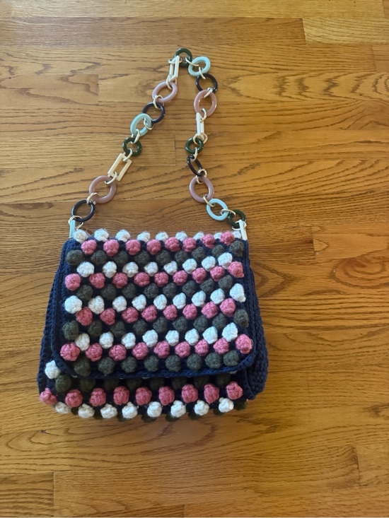 Missoni Handbags - Missoni Navy Crochet Crossbody with Pink, White & Olive Bobbles